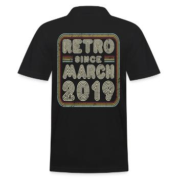 Birthday March 2019 Retro Gift - Men's Polo Shirt - black - Back - Kai (181cm)