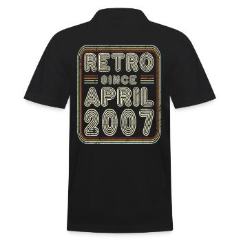 Birthday April 2007 Retro Gift - Men's Polo Shirt - black - Back - Kai (181cm)