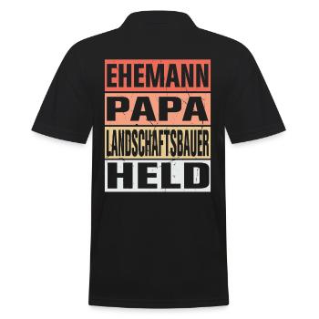 Landschaftsbauer Vater Ehemann Held - Männer Poloshirt - Schwarz - Hinten - Kai (181cm)