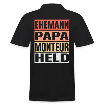 Monteur Vater Ehemann Held - Männer Poloshirt - Schwarz - Hinten - Kai (181cm)