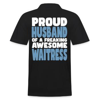 Stolze Ehefrau Eines Verdammt Guten Kellnerins - Männer Poloshirt - Schwarz - Hinten - Kai (181cm)