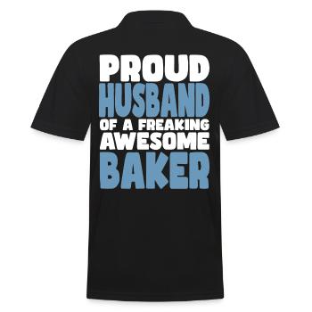 Proud wife of a damn good baker - Men's Polo Shirt - black - Back - Kai (181cm)