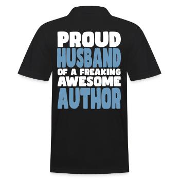 Proud wife of a damn good author - Men's Polo Shirt - black - Back - Kai (181cm)