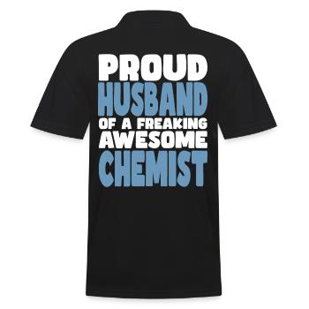 Proud wife of a damn good chemist - Men's Polo Shirt - black - Back - Kai (181cm)