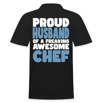 Fière épouse d’un sacré bon chef - Polo Homme - noir - Dos - Kai (181cm)