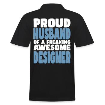 Stolze Ehefrau Eines Verdammt Guten Designers - Männer Poloshirt - Schwarz - Hinten - Kai (181cm)