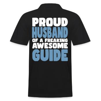 Proud wife of a damn good tour guide - Men's Polo Shirt - black - Back - Kai (181cm)