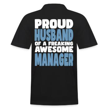 Stolze Ehefrau Eines Verdammt Guten Managers - Männer Poloshirt - Schwarz - Hinten - Kai (181cm)