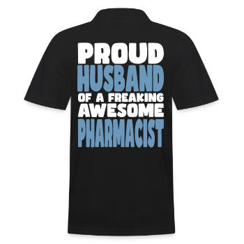 Fière épouse d’un sacré bon pharmacien - Polo Homme - noir - Dos - Kai (181cm)