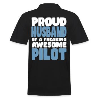 Stolze Ehefrau Eines Verdammt Guten Pilots - Männer Poloshirt - Schwarz - Hinten - Kai (181cm)