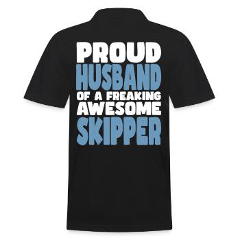 Proud wife of a damn good skipper - Men's Polo Shirt - black - Back - Kai (181cm)