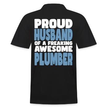 Proud wife of a damn good plumber - Men's Polo Shirt - black - Back - Kai (181cm)