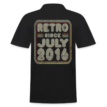 Birthday July 2016 Retro Gift - Men's Polo Shirt - black - Back - Kai (181cm)