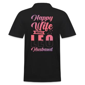 Löwe Glückliche Frau mit Wasserman Ehemann - Männer Poloshirt - Schwarz - Hinten - Kai (181cm)
