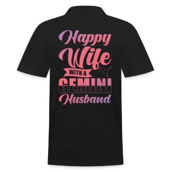 Femme heureuse Gémeaux avec mari Verseau - Polo Homme - noir - Dos - Kai (181cm)