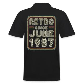 Geburtstag Juni 1987 Retro Geschenk - Männer Poloshirt - Schwarz - Hinten - Kai (181cm)