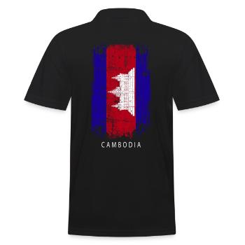 Souvenir avec le drapeau du pays du Cambodge - Polo Homme - noir - Dos - Kai (181cm)