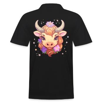 Conception du signe du zodiaque Taureau - Signe du zodiaque Kawaii - Polo Homme - noir - Dos - Kai (181cm)