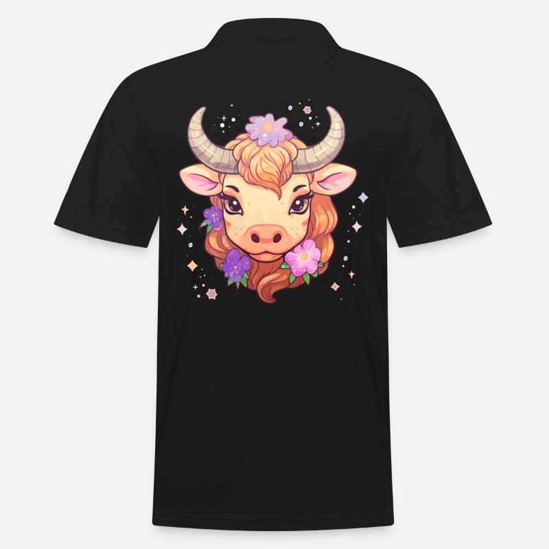 Stier Sternzeichen Design - Sternzeichen Kawaii - Männer Poloshirt - Schwarz