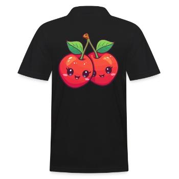 Kawaii cerise - Polo Homme - noir - Dos - Kai (181cm)