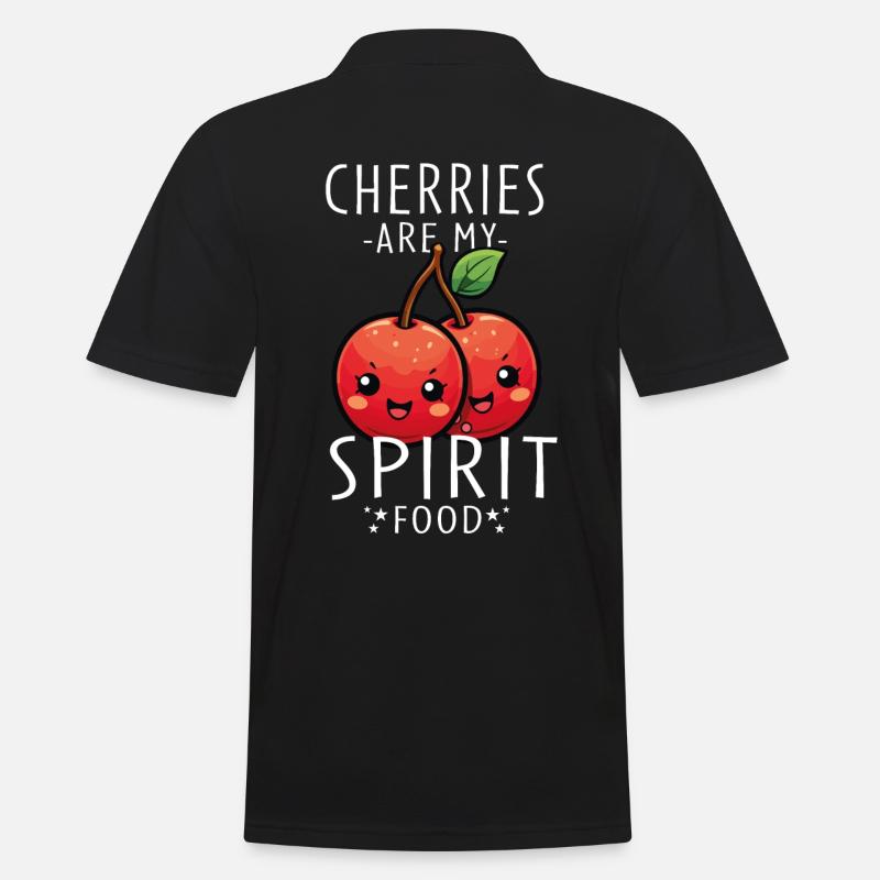 Kirschen Kawaii - Männer Poloshirt - Schwarz