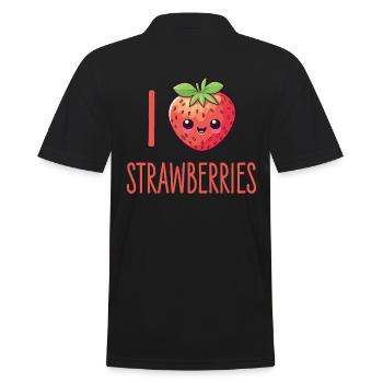 Fraise Kawaii - Polo Homme - noir - Dos - Kai (181cm)