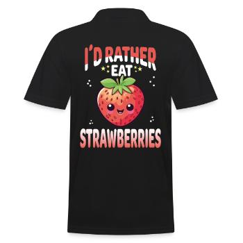 Fraises Kawaii - Polo Homme - noir - Dos - Kai (181cm)