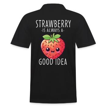 Fraise Kawaii - Polo Homme - noir - Dos - Kai (181cm)