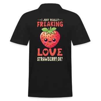 Fraise Kawaii - Polo Homme - noir - Dos - Kai (181cm)