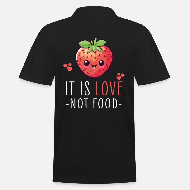 Erdbeere Kawaii - Männer Poloshirt - Schwarz