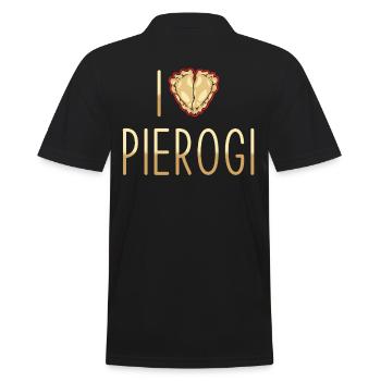 Piroggen Teigtaschen Ich liebe Pierogi - Männer Poloshirt - Schwarz - Hinten - Kai (181cm)