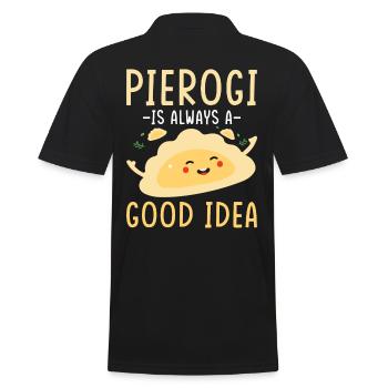 Piroggen Teigtaschen - Männer Poloshirt - Schwarz - Hinten - Kai (181cm)