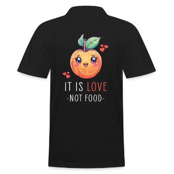 Pfirsich Kawaii - Männer Poloshirt - Schwarz - Hinten - Kai (181cm)