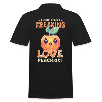 Peach Kawaii - Men's Polo Shirt - black - Back - Kai (181cm)