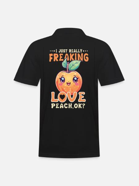 Peach Kawaii - Men's Polo Shirt - black