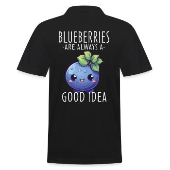 Blaubeere Kawaii - Männer Poloshirt - Schwarz - Hinten - Kai (181cm)