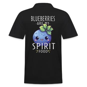 Blaubeere Kawaii - Männer Poloshirt - Schwarz - Hinten - Kai (181cm)