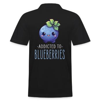 Blaubeere Kawaii - Männer Poloshirt - Schwarz - Hinten - Kai (181cm)