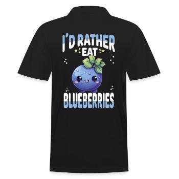 Blaubeere Kawaii - Männer Poloshirt - Schwarz - Hinten - Kai (181cm)