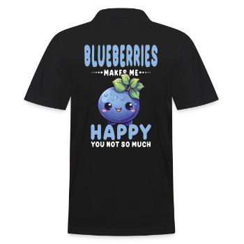 Blaubeere Kawaii - Männer Poloshirt - Schwarz - Hinten - Kai (181cm)
