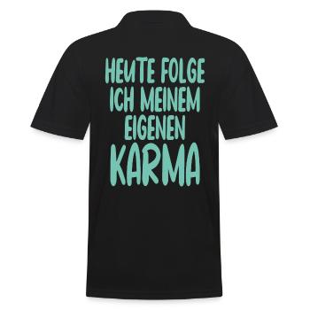 Heute Folge Ich Meinem Eigenen Karma Spruch - Männer Poloshirt - Schwarz - Hinten - Kai (181cm)