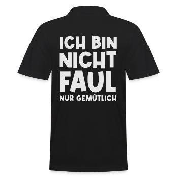 Faulheit Faulpelz Lustiger Spruch - Männer Poloshirt - Schwarz - Hinten - Kai (181cm)