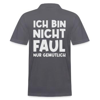 Faulheit Faulpelz Lustiger Spruch - Männer Poloshirt - Anthrazit - Hinten - Nico (186cm)