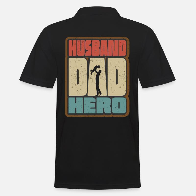 Ehemann Papa Held Retro - Männer Poloshirt - Schwarz