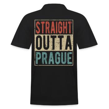 Straight Outta Prag Spruch - Männer Poloshirt - Schwarz - Hinten - Kai (181cm)