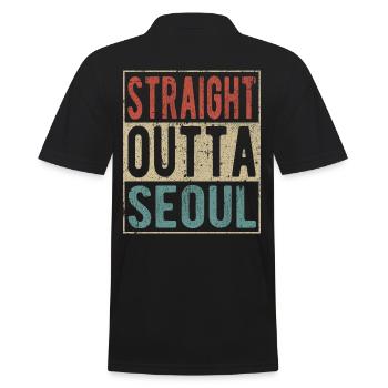 Straight Outta Seoul Saying - Men's Polo Shirt - black - Back - Kai (181cm)
