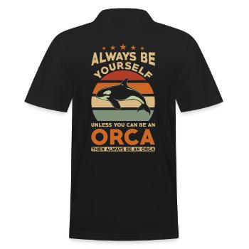 Orca Wal Spruch - Männer Poloshirt - Schwarz - Hinten - Kai (181cm)