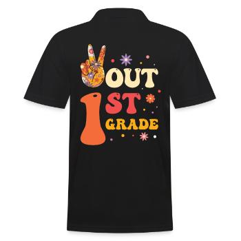 Peace Out 1. Klasse Letzter Schultag - Männer Poloshirt - Schwarz - Hinten - Kai (181cm)