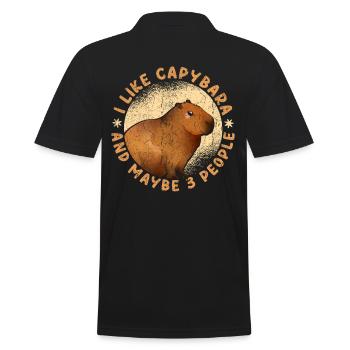 I Like Capybaras And Maybe 3 People - Männer Poloshirt - Schwarz - Hinten - Kai (181cm)