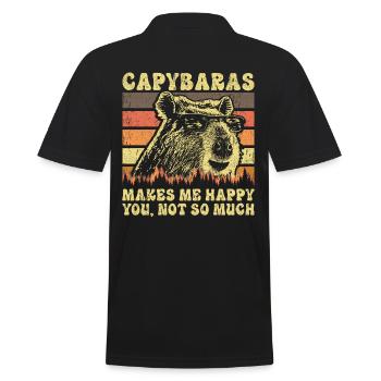Capybara Retro Spruch - Männer Poloshirt - Schwarz - Hinten - Kai (181cm)